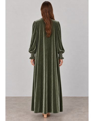 Abrigo kimono de terciopelo verde oliva para invitada | Complementos Invitada