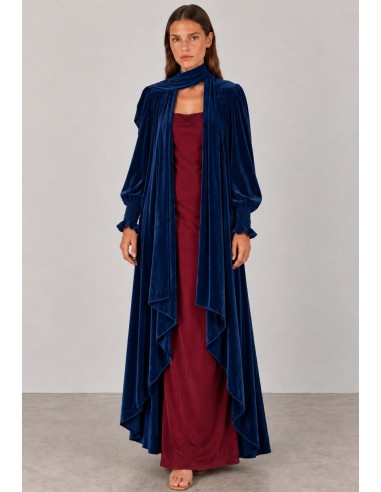Abrigo kimono de terciopelo azul marino para invitada | Complementos Invitada
