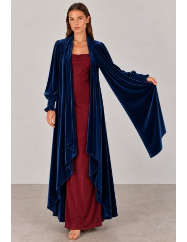 Abrigo kimono de terciopelo azul marino para invitada | Complementos Invitada
