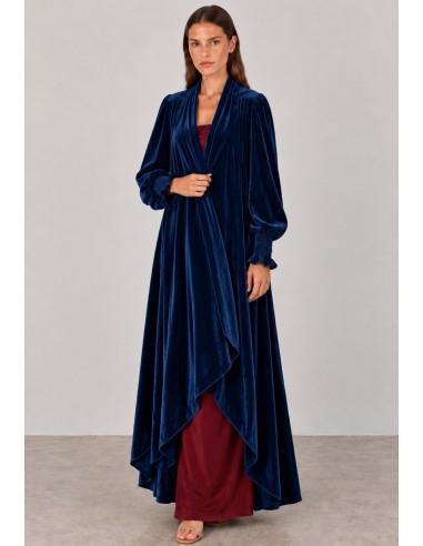 Abrigo kimono de terciopelo azul marino para invitada | Complementos Invitada