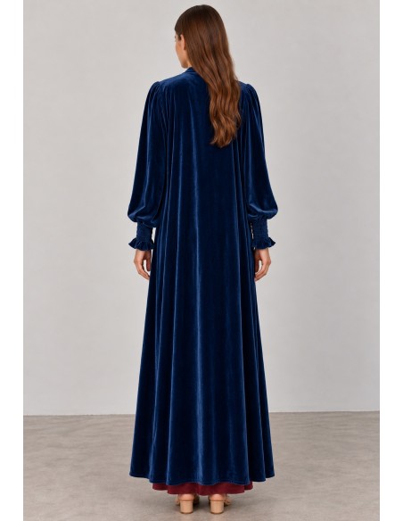 Abrigo kimono de terciopelo azul marino para invitada | Complementos Invitada