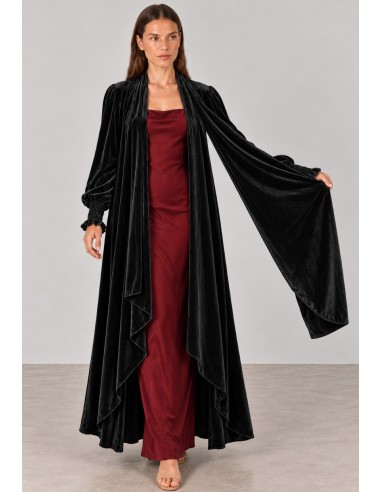 Abrigo kimono de terciopelo negro para invitada | Complementos Invitada