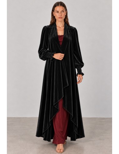 Abrigo kimono de terciopelo negro para invitada | Complementos Invitada
