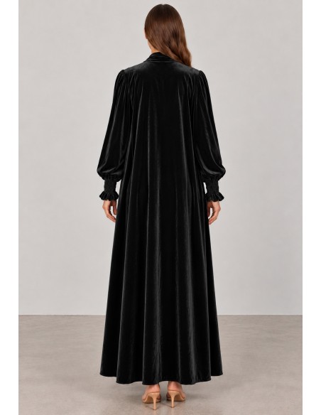 Abrigo kimono de terciopelo negro para invitada | Complementos Invitada
