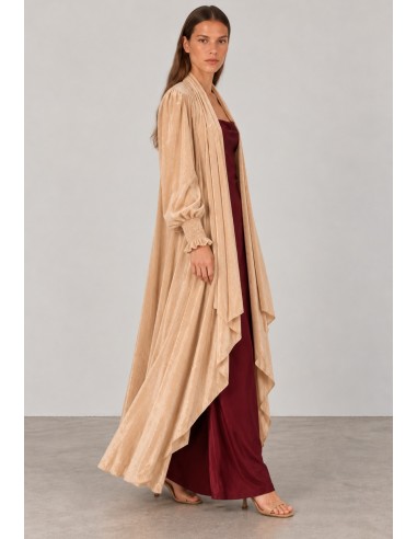 Abrigo kimono de terciopelo beige champán para invitada | Complementos Invitada