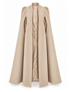 Abrigo capa largo beige de paño para invitada 2