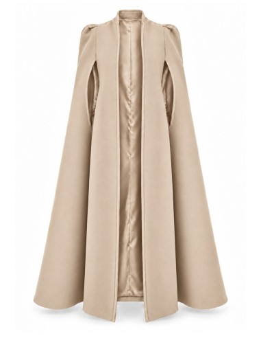 Abrigo capa largo beige de paño para invitada