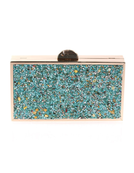 Bolso de fiesta de pedrería con efecto ante | Complementos Invitada