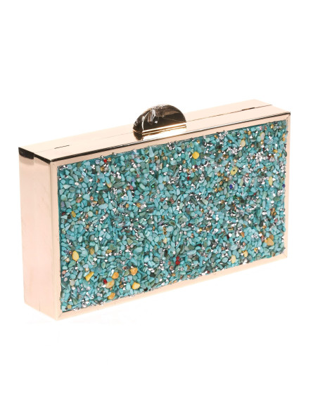 Bolso de fiesta de pedrería con efecto ante | Complementos Invitada