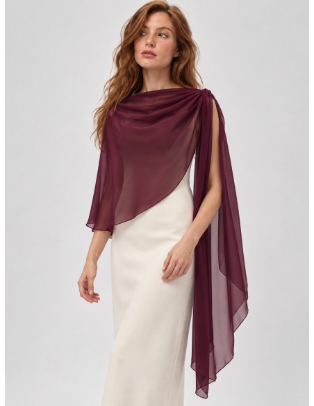Capa de gasa vino - Con modelo - Complementos Invitada