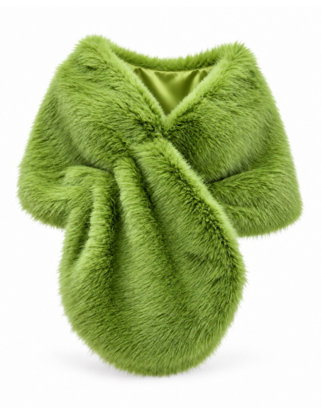 Estola de pelo sintético verde manzana - producto - Complementos Invitada