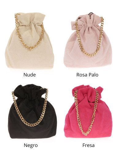 Bombonera de antelina con cadena para invitadas | Complementos Invitada