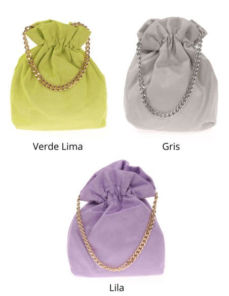 Bombonera de antelina con cadena para invitadas | Complementos Invitada